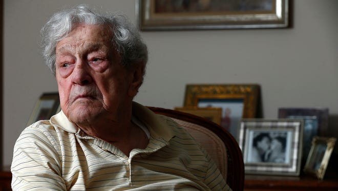 Melvin Friend, 92, is shown during an interview Wednesday, May 31, 2017, at his Elberon home.   He completed over 20 bombing raids over Germany during World War II. 