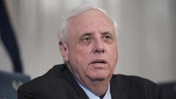 Gov. Jim Justice speaks during a news conference at