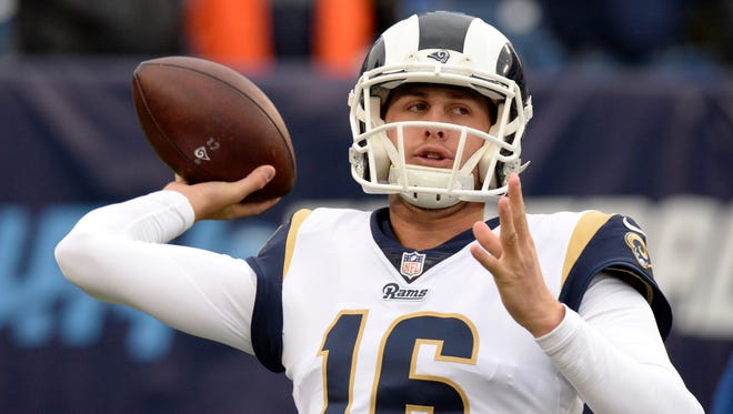 Second-year quarterback Jared Goff will make his first playoff start when the Rams host the Falcons on Saturday night.