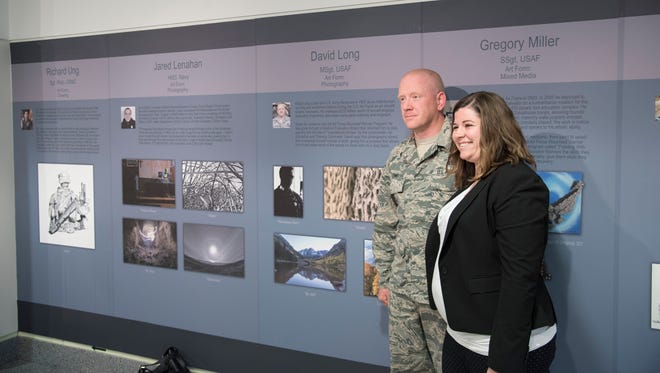 An opening is held for the Wounded Warrior Healing Arts Exhibit at the Pentagon in Arlington, Virginia, on April 12, 2017.