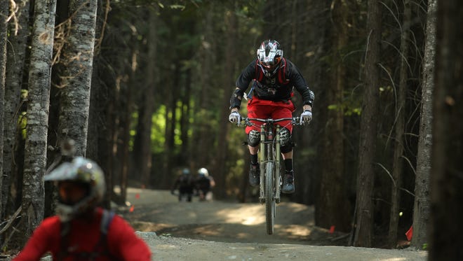 Bobby McMullen rides in the 2014 Crankworx Whistler in Canada.