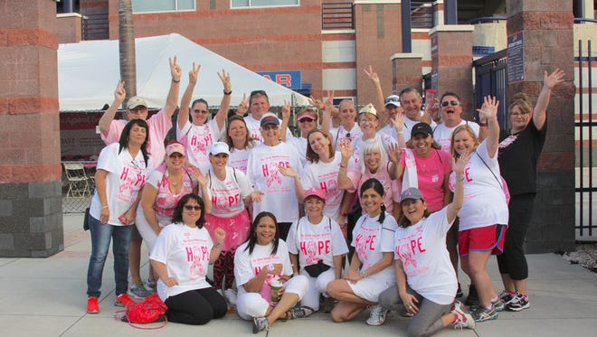 The Port St. Lucie Business Women were among the top 10 out of 95 fundraising teams, with more than 30 participants, including members, guests and survivors, at the annual Making Strides Against Breast Cancer walk held October 28 at First Data Field.