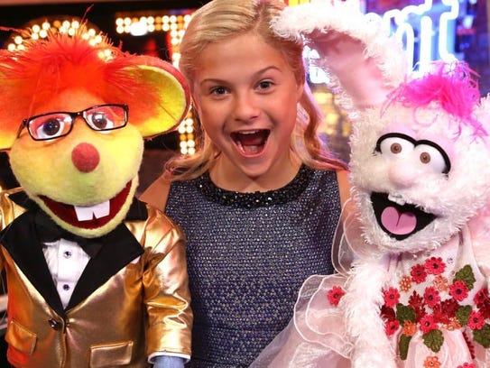 Ventriloquist Darci Lynne with Oscar and Petunia, two of her characters.