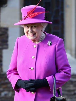 Queen Elizabeth II leaves the Christmas Day Service at Sandringham Church on December 25, 2014 in King's Lynn, England.