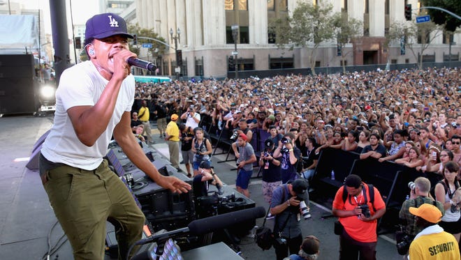 LOS ANGELES, CA - AUGUST 31:  Chance The Rapper performs on the Dylan Stage during day 2 of the 2014 Budweiser Made in America Festival at Los Angeles Grand Park on August 31, 2014 in Los Angeles, California.  (Photo by Christopher Polk/Getty Images for Anheuser-Busch)