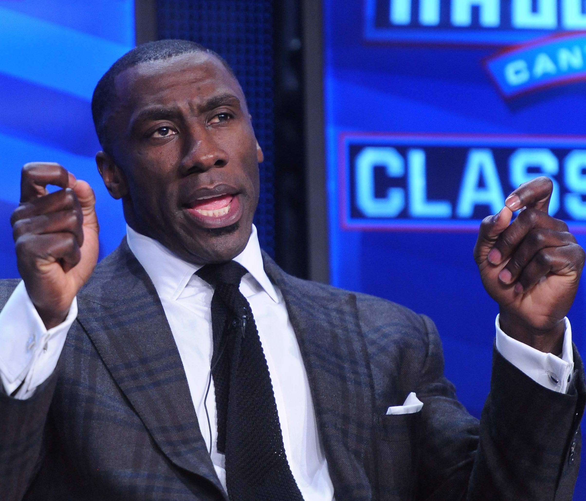 Feb 5, 2011; Dallas, TX, USA; Shannon Sharpe at the 2011 Pro Football Hall of Fame announcement show at the Super Bowl XLV media center at the International Conference and Exposition Center. Mandatory Credit: Kirby Lee/Image of Sport-US PRESSWIRE ORI
