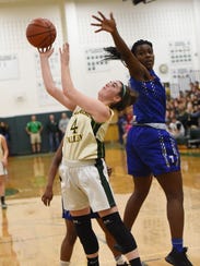 Pascack Valley junior guard Brianna Smith drives to the basket during the Indians' 71-46 win over Teaneck.