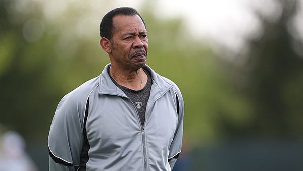 Charlie Sanders is pictured at Lions rookie mini-camp in May 2013 in Allen Park.