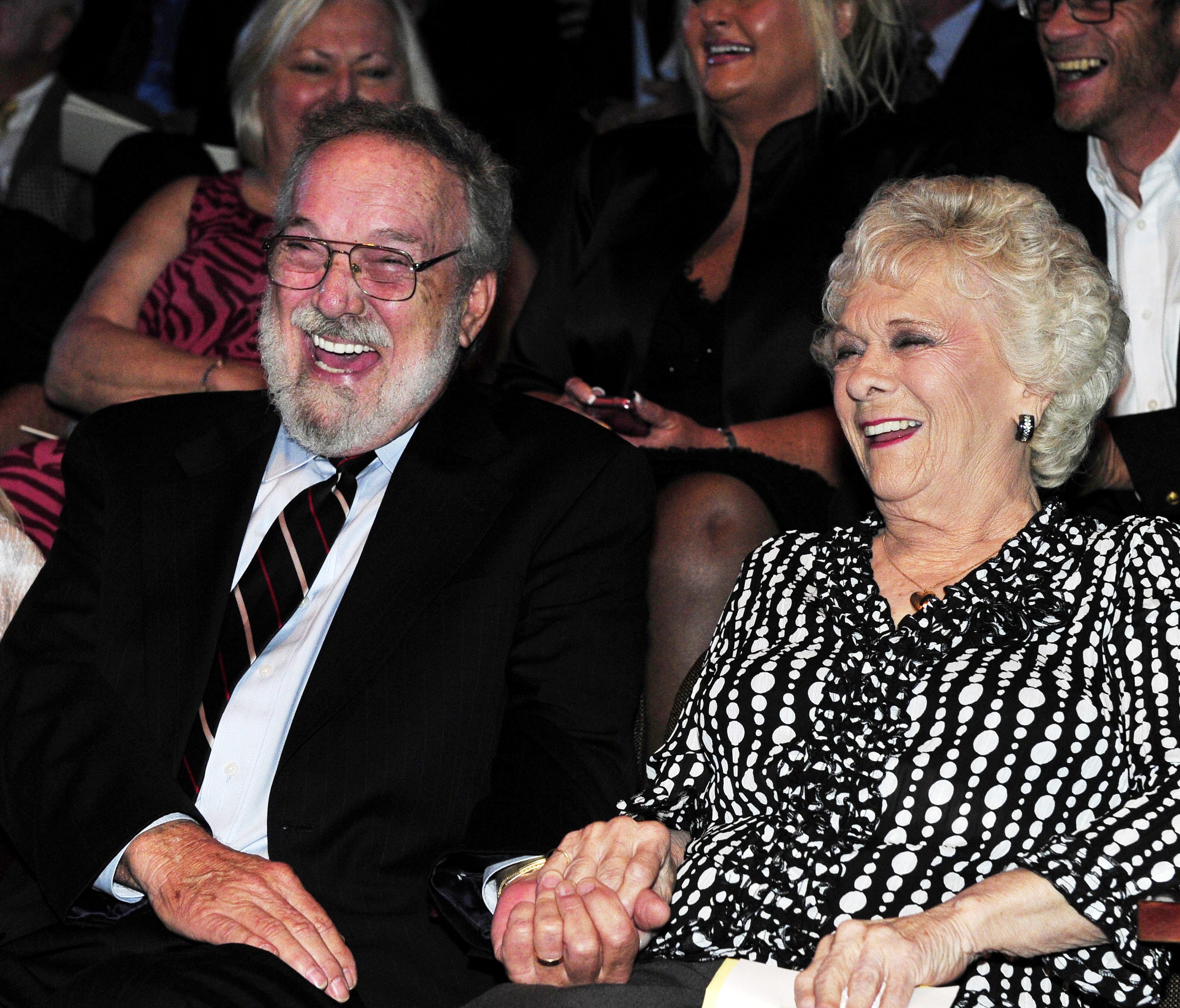 Jean Shepard laughs with her husband, Benny Birchfield, during the Hall of Fame medallion ceremony, where Shepard, Reba McEntire and Bobby Braddock were formally inducted into the Country Music Hall of Fame on May 22, 2011.