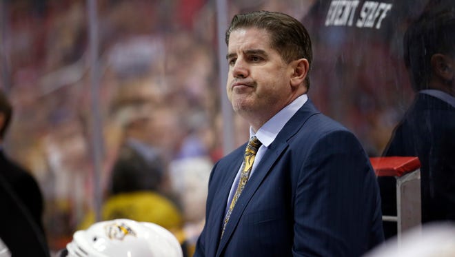 Predators coach Peter Laviolette looks on during a 4-1 loss to the Capitals on Friday in Washington.
