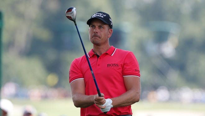 Henrik Stenson tees off on the 15th hole during the second round of the PGA Championship.