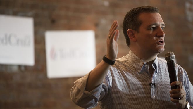 U.S. Sen. Ted Cruz, R-Texas, campaigns at Smokey Row Coffee in Oskaloosa, Iowa, Wednesday, Oct. 14, 2015.