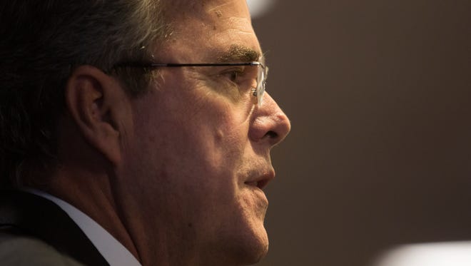 Jeb Bush makes a campaign stop at Nationwide in Des Moines, Wednesday, Jan. 27, 2016. 