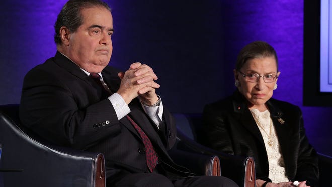 Justices Antonin Scalia and Ruth Bader Ginsburg in April 2014.