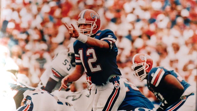 Terry Dean while he was a quarterback for the University of Florida during a game against Auburn.