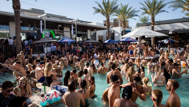 The pool was packed during Odesza's DJ set at Maya Day + Nightclub in Scottsdale in 2017.