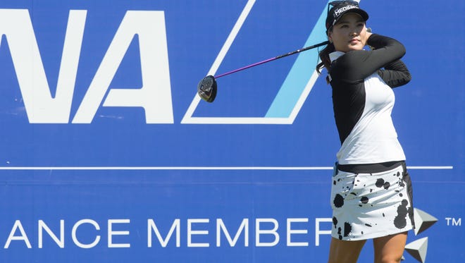 So Yeon Ryu tees off at the first hole of the ANA Inspiration, Sunday, April 2, 2017.