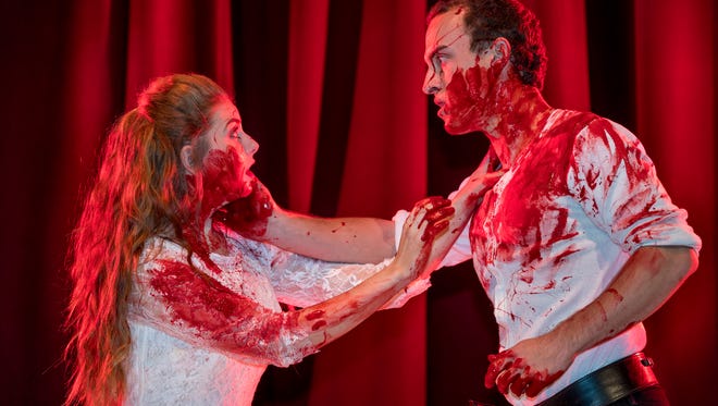 Cheyenne Breshears, left, and Michael Seitz in College of the Sequoias fall musical “Bloody Bloody Andrew Jackson,” a musical about the President.