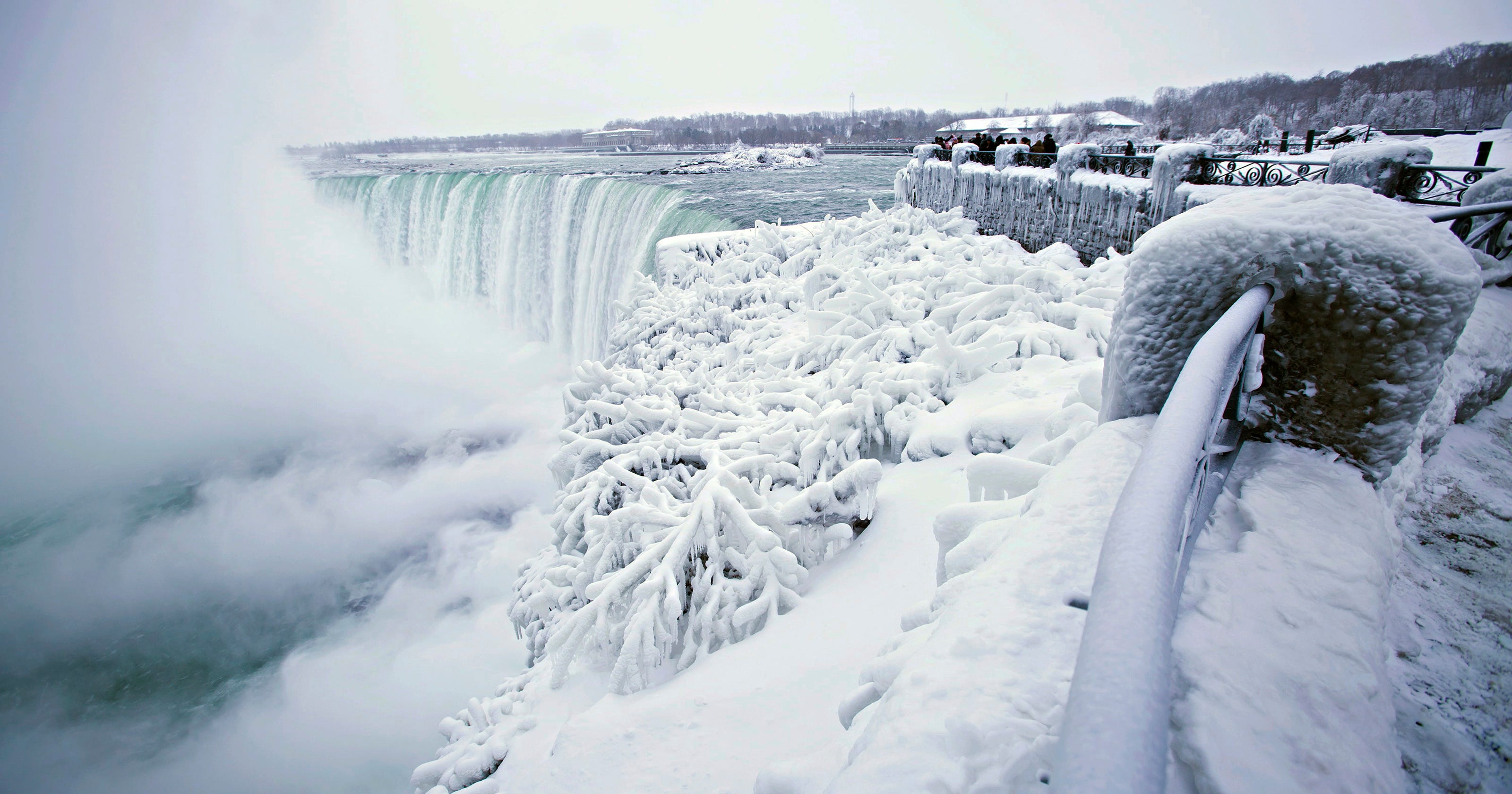 Niagara Falls frozen, covered in ice seen in stunning images