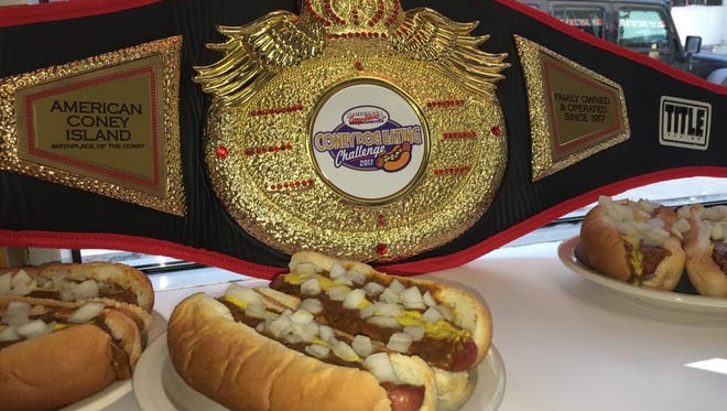 The 7th Annual Coney Dog Eating Challenge is on.