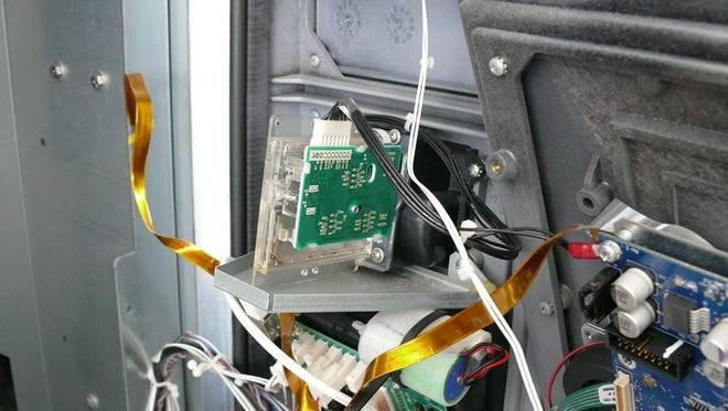Port St. Lucie police found a credit card skimmer at a Chevron gas station on Southwest Gatlin Boulevard.
