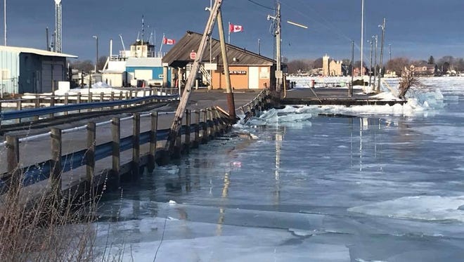 Nearly a year after an ice jam damaged the Bluewater Ferry docks in Sombra, Ontario, the service to Marine City and back remains halted.