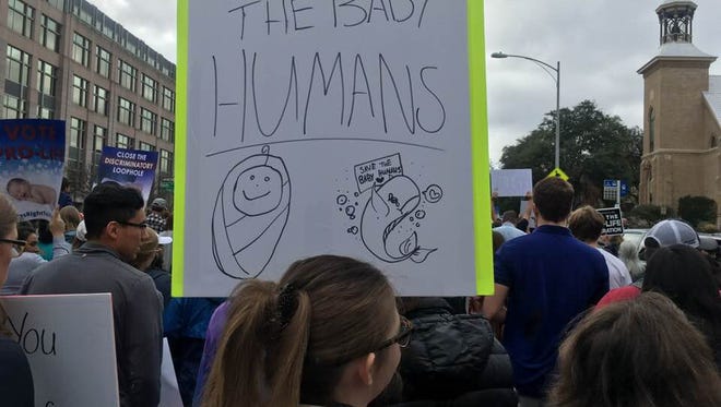 Demonstrators take part in the Rally for Life in Austin on Saturday, Jan. 27, 2018.