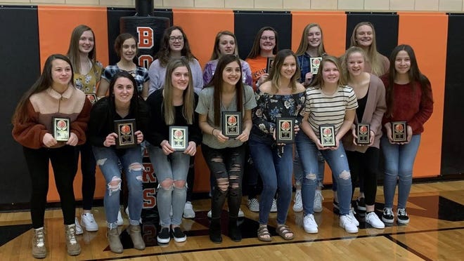 The Kewanee High School girls basketball players received team and individual awards at the team banquet.