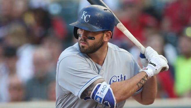 Mike Moustakas had 20 homers and 62 RBIs for the Royals this season before being traded to the Brewers.