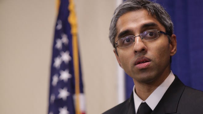 U.S. Surgeon General Vivek H. Murthy M.D., M.B.A. speaks to press after talking with over 100 health care providers at The Riverfront Residence Hall in downtown Flint on Monday February 15, 2016 discussing the public health response to the Flint water crisis.
