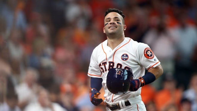 Jose Altuve is the ninth player to hit three homers in a postseason game.