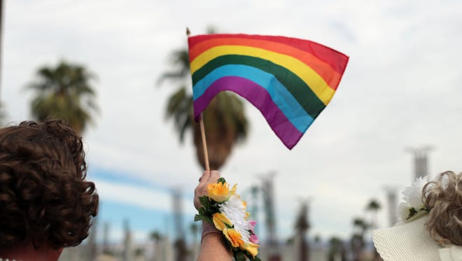 Thousands take part in the annual Palm Springs Pride Parade on Sunday, November 5, 2017.