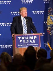 GOP presidential nominee Donald Trump addresses the