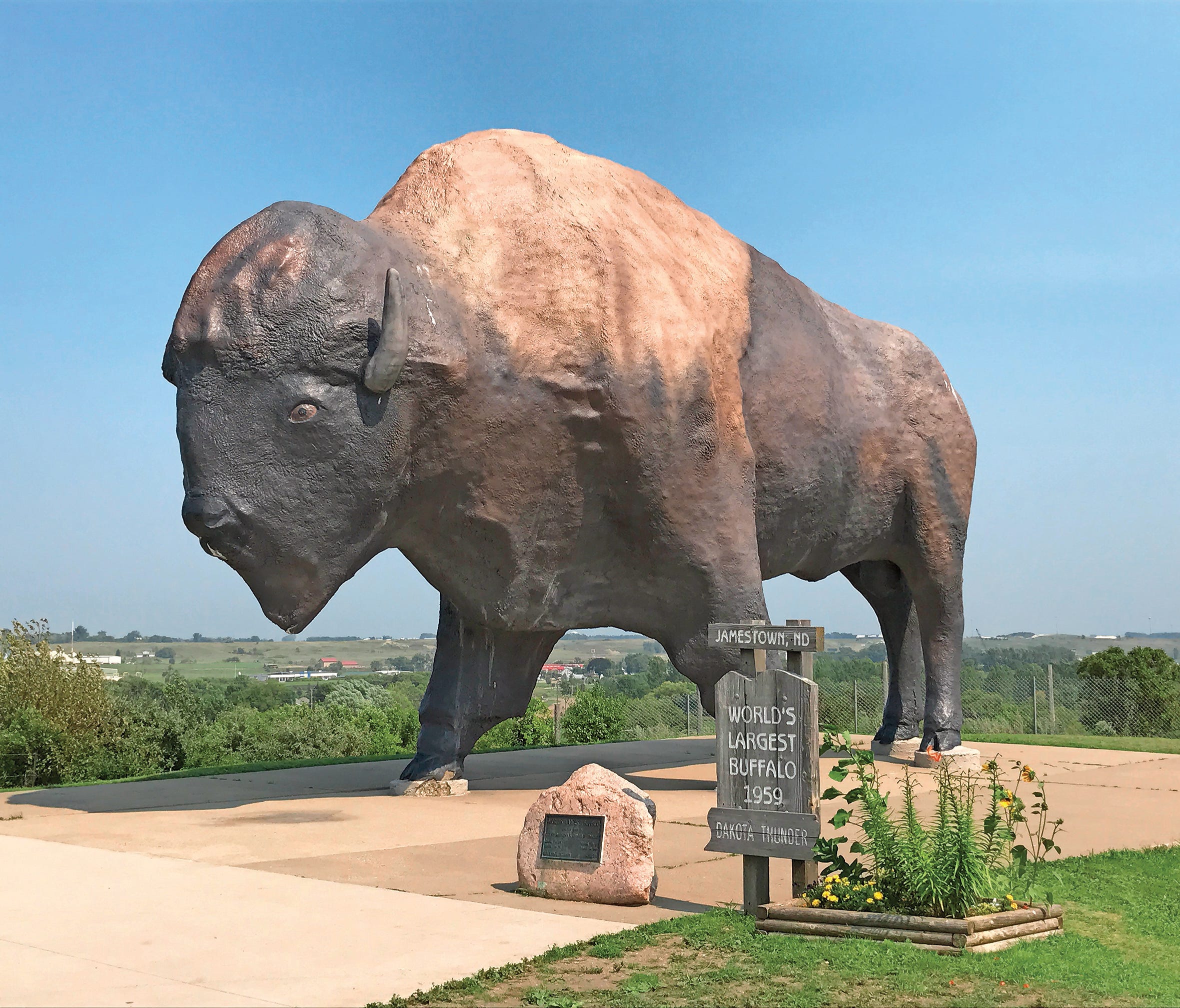 Dakota Thunder, a 26-foot-tall buffalo has been watching over Jamestown, N.D., since 1959.