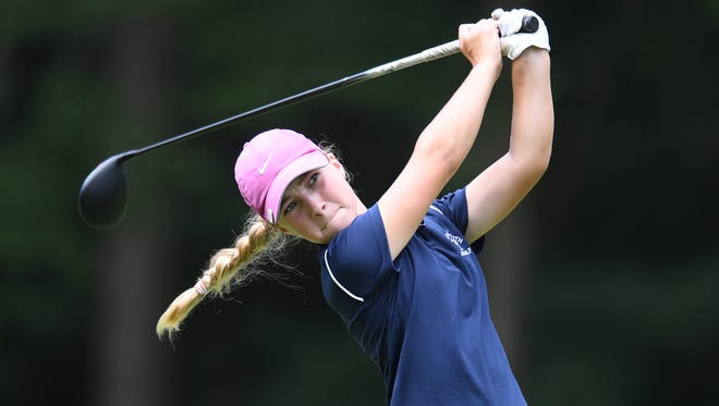 Wren's Chloe Holder, shown during the Blade Junior Classic at Thornblade Club in Greer, tied for second in the Class AAAA Upper State tournament Monday at Southern Oaks Golf Course.