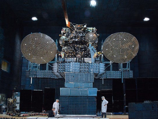 The JCSAT-16 commercial communications satellite during