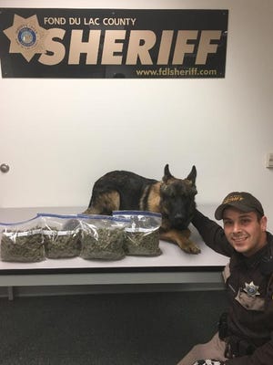 Fond du Lac County Sheriff's Deputy Justin Weisbecker and K9 Koda  busted two teens Friday with two pounds of pot.
