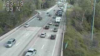 Traffic is slow on Interstate 83 northbound near Exit 19 onto Market Street due to a multi-vehicle accident Thursday morning.