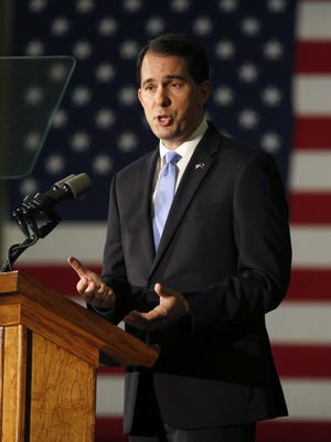 Republican presidential candidate, Wisconsin Gov. Scott Walker, gives a foreign policy speech on the campus of The Citadel, Friday, Aug. 28, 2015, in Charleston, S.C.