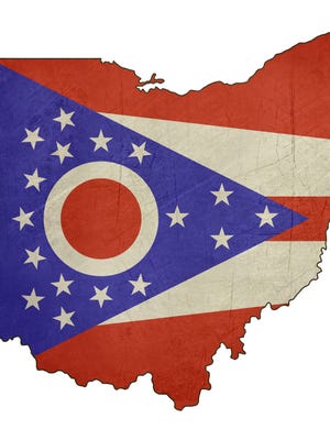 Grunge state of Ohio flag map