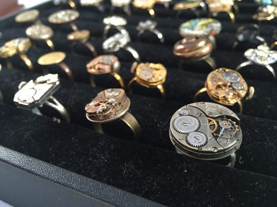 These rings were made by Lancaster's [Re]Chic from old watch parts.