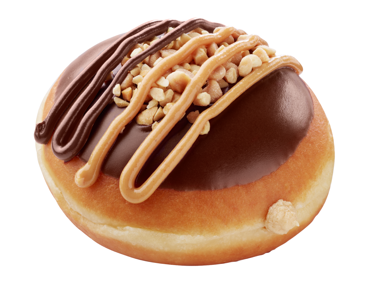 An aerial view of Reese's Peanut Butter Doughnut  from Krispy Kreme.