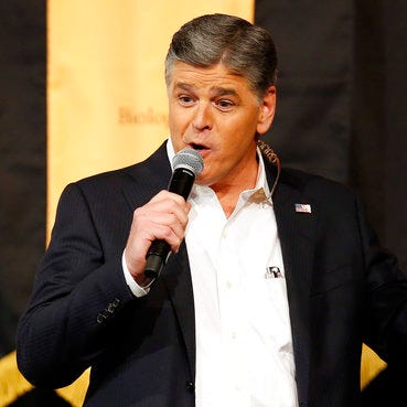 FILE - In this March 18, 2016, file photo, Fox News Channel's Sean Hannity speaks during a campaign rally for Republican presidential candidate, Sen. Ted Cruz, R-Texas, in Phoenix. Hannity told the New York Daily News for a story published April 23, 2017, that  accusations from former Fox News contributor Debbie Schlussel that he repeatedly invited her to his hotel room while on assignment in Detroit more than a decade ago   are 