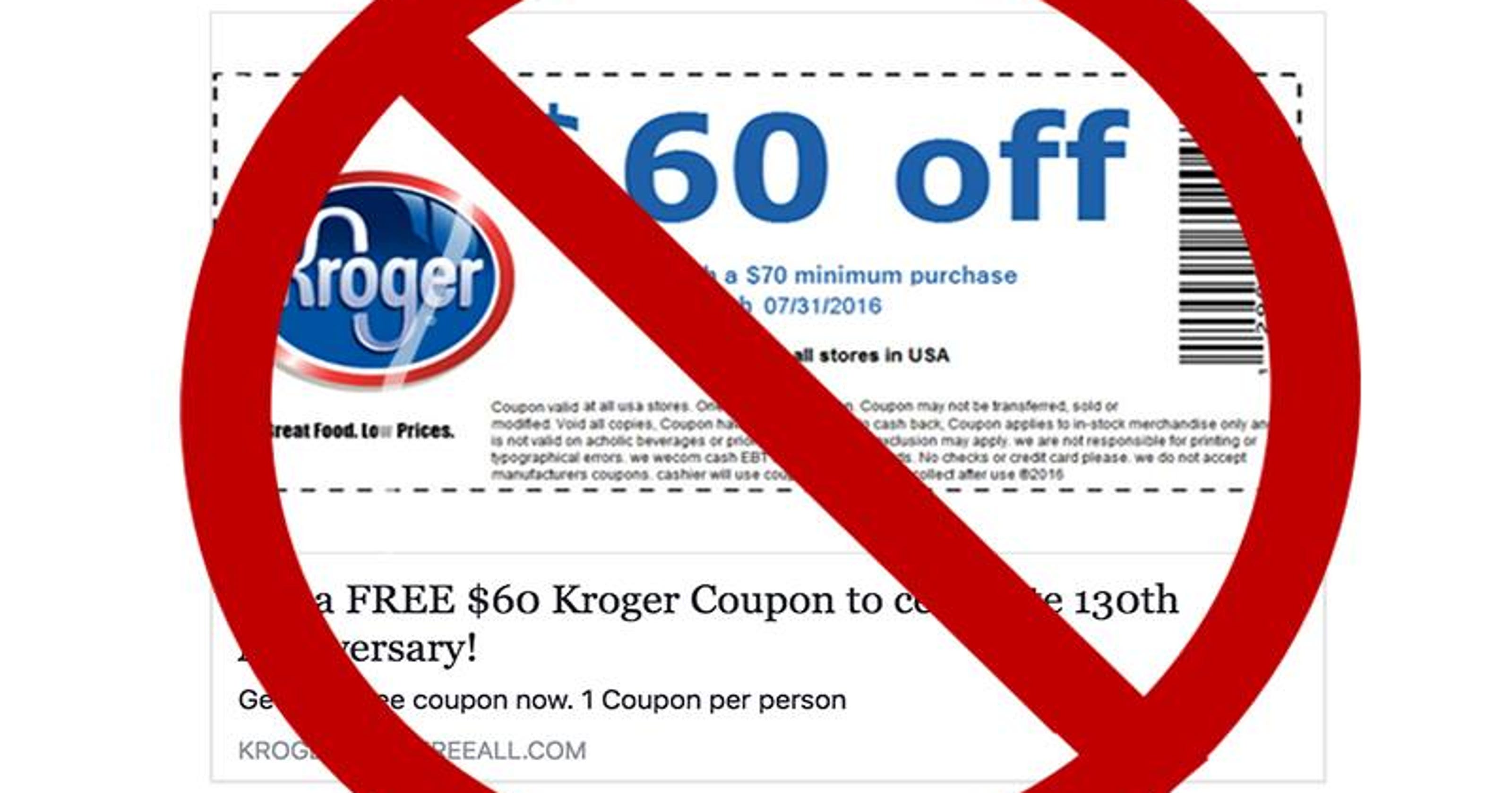 Kroger free groceries coupon is Facebook hoax