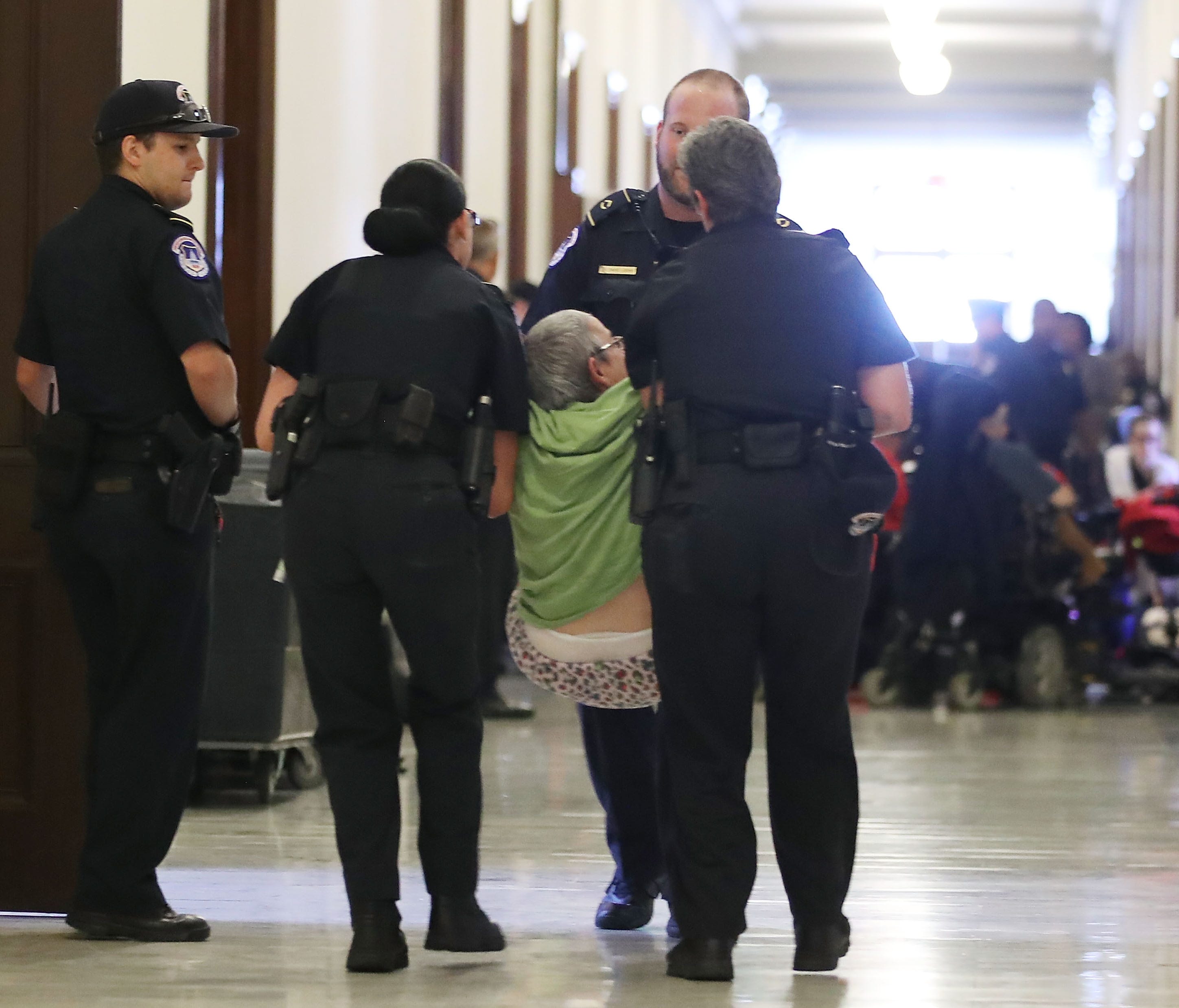 Protest in Senate building in Washington in June 2017.