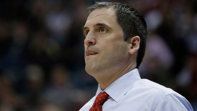 Iowa State head coach Steve Prohm watches during the first half of an NCAA college basketball tournament first-round game against Nevada Thursday, March 16, 2017, in Milwaukee. (AP Photo/Morry Gash)