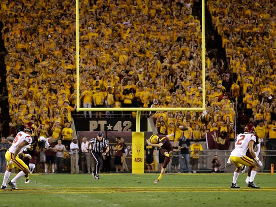 Fans in the Arizona State student section watch the