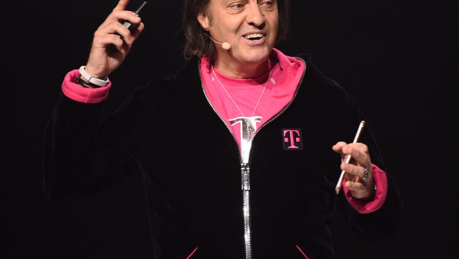 T-Mobile CEO John J. Legere at the Shrine Auditorium announcing new products.