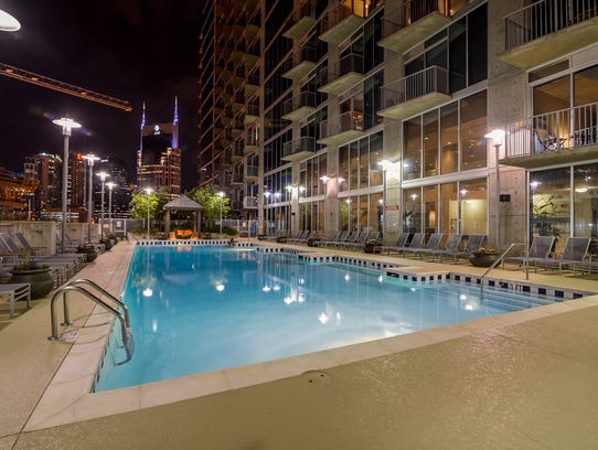 The pool at Encore condominiums in downtown Nashville.
