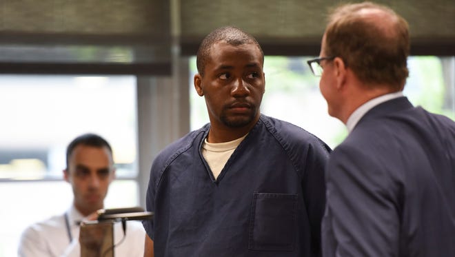 Former Eastern Michigan University student Eddie Curlin, 29, is sentenced or his connection in racist vandalism found on campus, at Washtenaw County 14A-1 District Court in Ann Arbor, Mich., Monday, May 21, 2018.